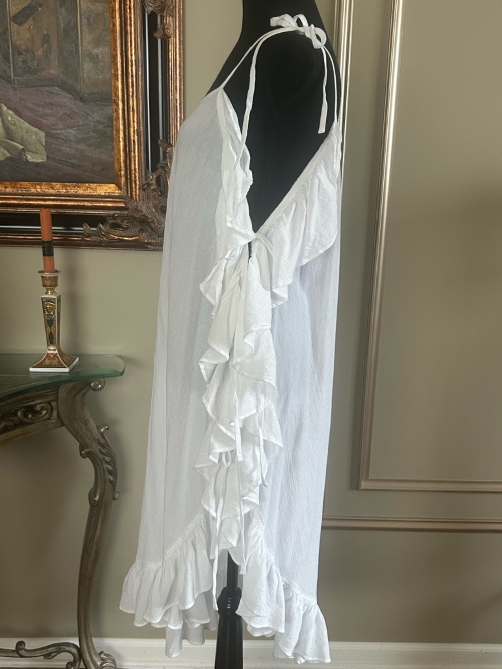 J.Crew One Shoulder Ruffle Midi Dress White Resort Vacation Coverup Medium - Picture 3 of 8